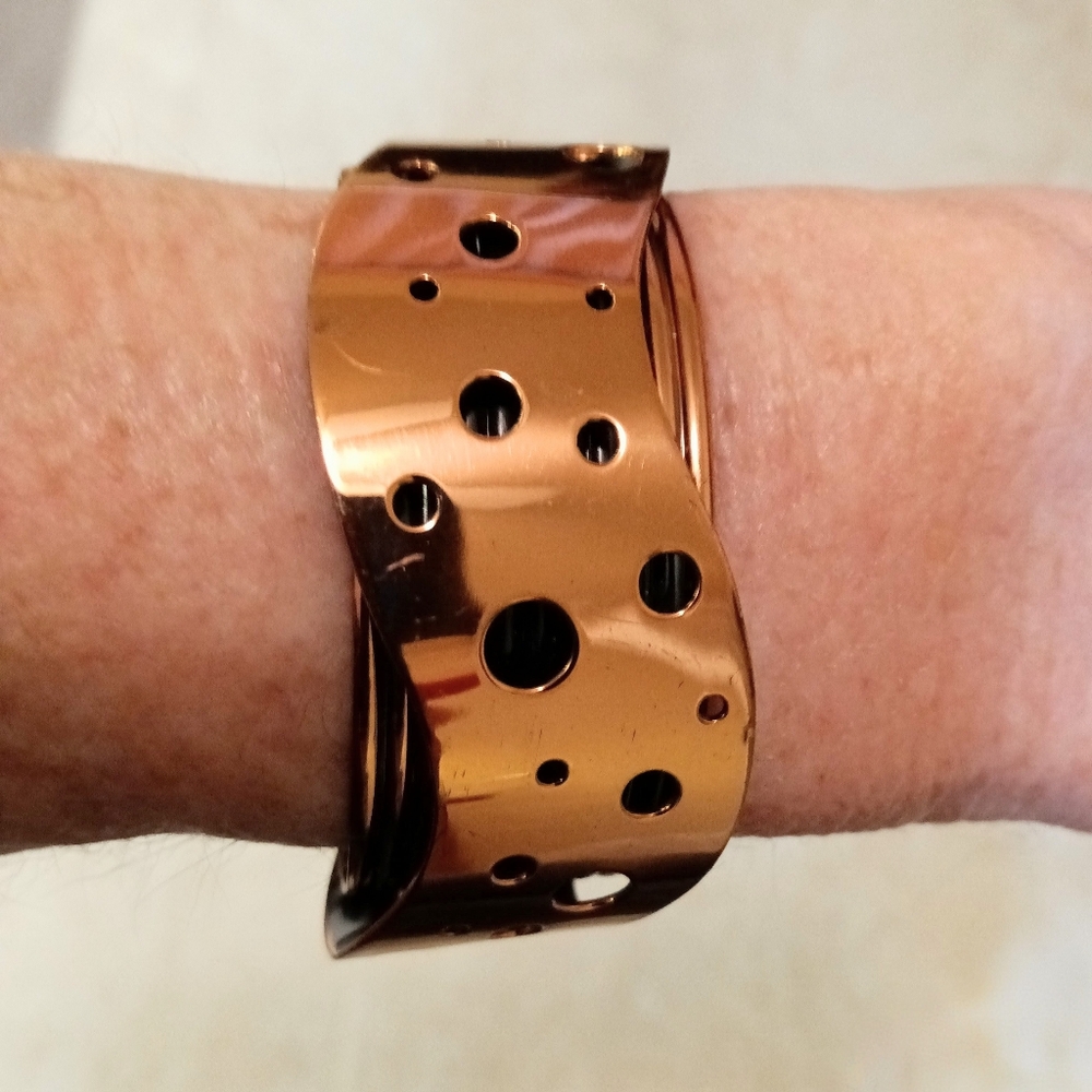 Vintage Renoir Copper Cuff Bracelet Swiss Cheese - Picture 3 of 5